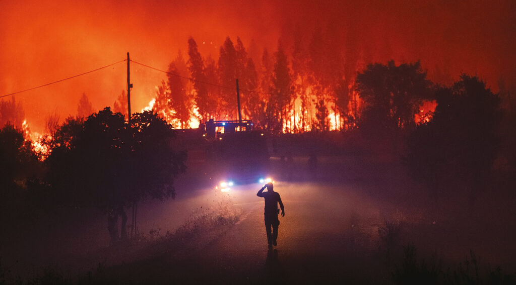 Skogsbrand i Portugal.
Skogsbränder, miljö, klimat.