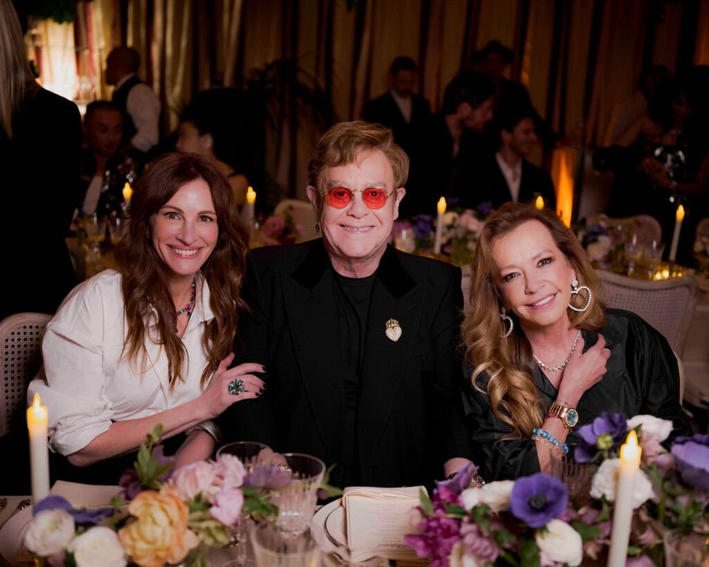 Julia Roberts, Elton John och Caroline Scheufele på Chopard x Julia Roberts lanseringsevent